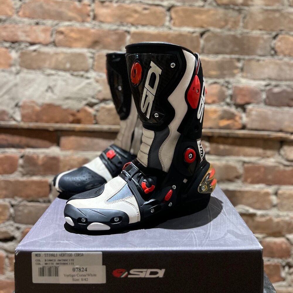 Sidi Vertigo Corsa Racing Boot – White/Anthracite – Size EU 42 / US 8–9